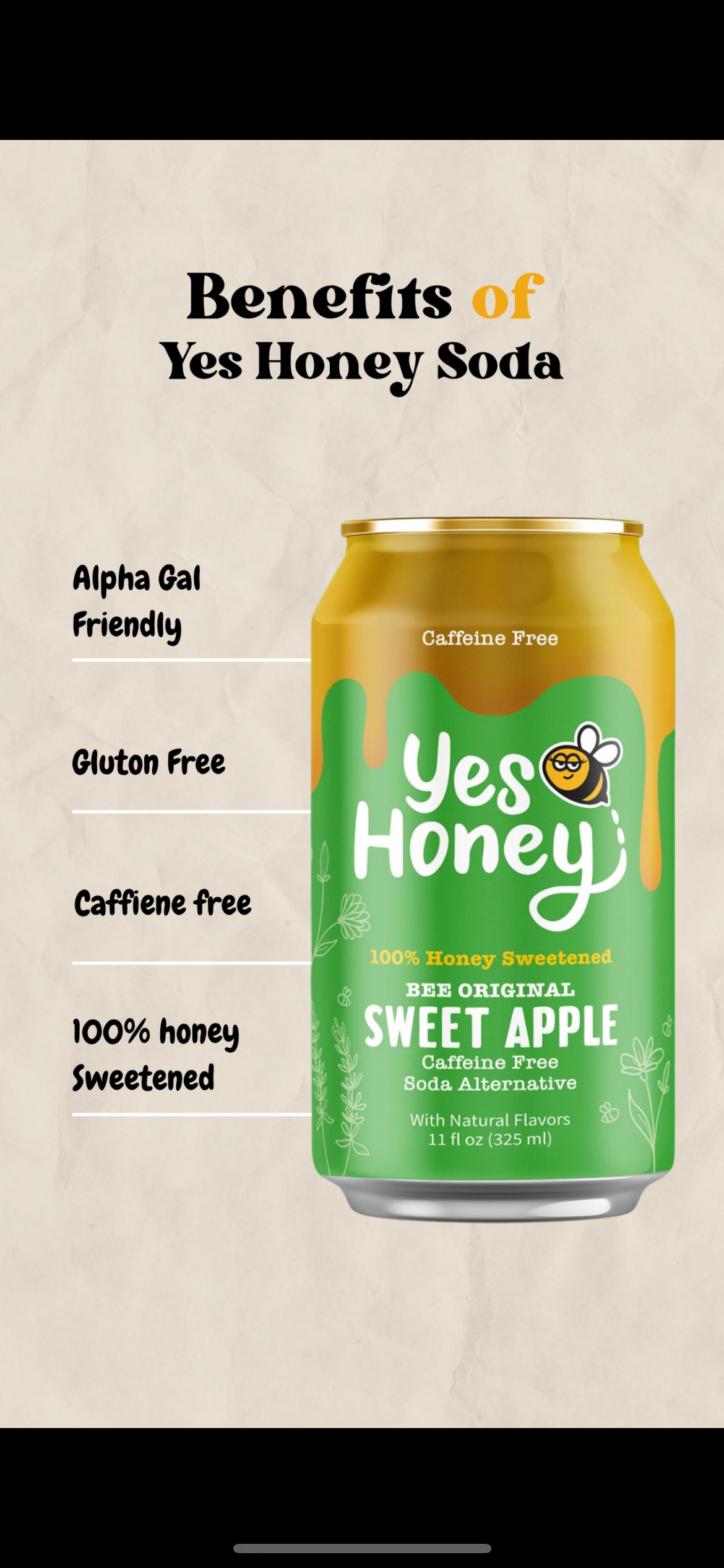 Yes Honey Apple Soda Caffeine Free | No Corn Syrup | Natural