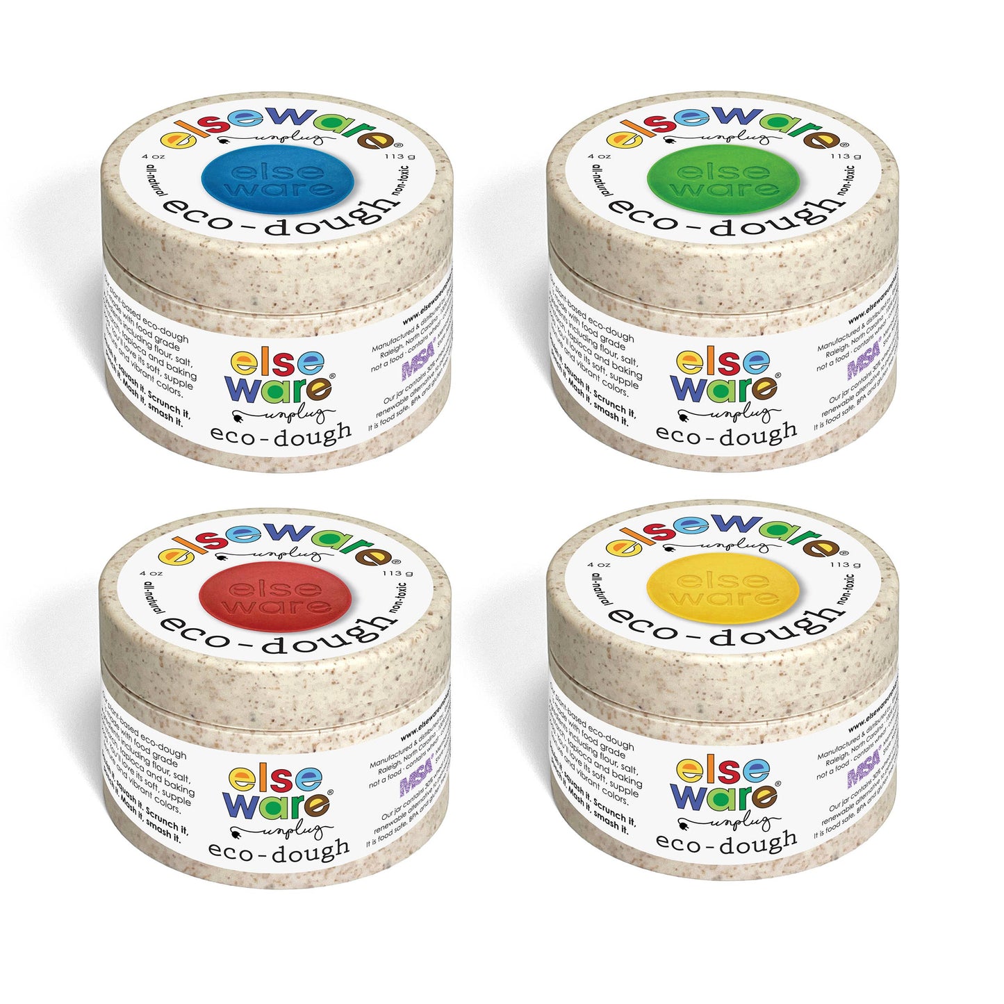 Eco-Dough 12ct Singles - 1/4 lb - Natural, Non-Toxic : Assorted | 4 Colors